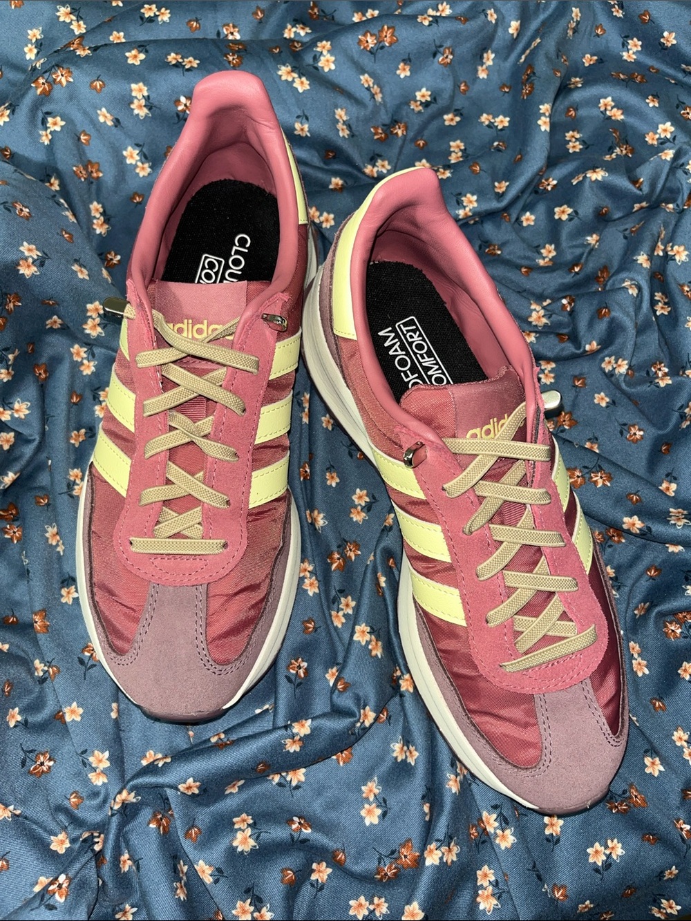 adidas Women’s Burgundy and Yellow Classic Runner Sneakers